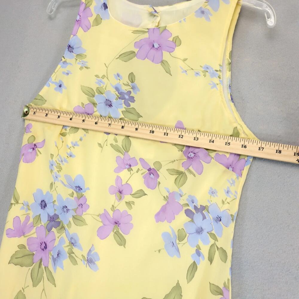 Vtg 90s Y2K California Concepts Yellow Floral Sleeveless Maxi Dress Sz 11 Spring - Picture 5 of 10